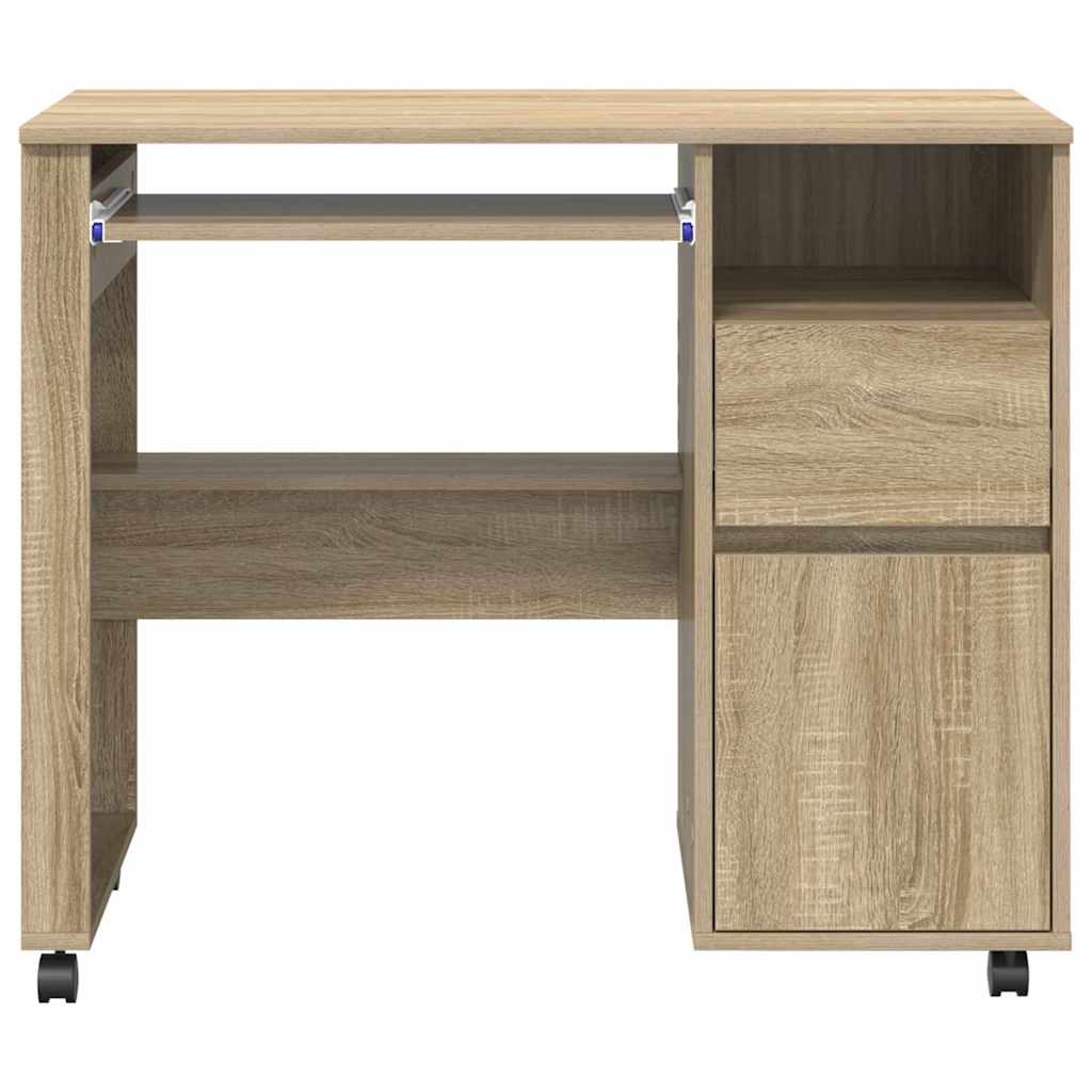 Tisch mit Rädern Sonoma-Eiche Holzwerkstoff 91 x 50 x 77 cm