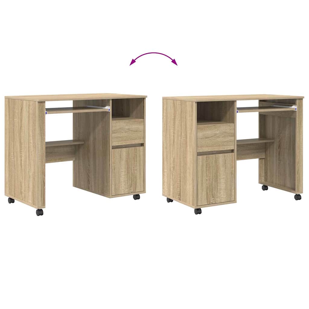 Tisch mit Rädern Sonoma-Eiche Holzwerkstoff 91 x 50 x 77 cm