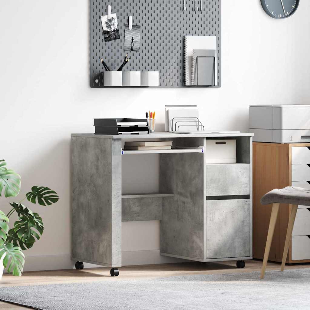 Tisch mit Rädern Beton Grau Holzwerkstoff 91 x 50 x 77 cm