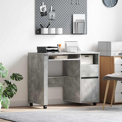Tisch mit Rädern Beton Grau Holzwerkstoff 91 x 50 x 77 cm