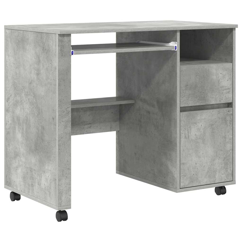 Tisch mit Rädern Beton Grau Holzwerkstoff 91 x 50 x 77 cm