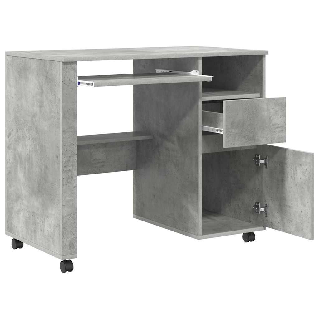 Tisch mit Rädern Beton Grau Holzwerkstoff 91 x 50 x 77 cm