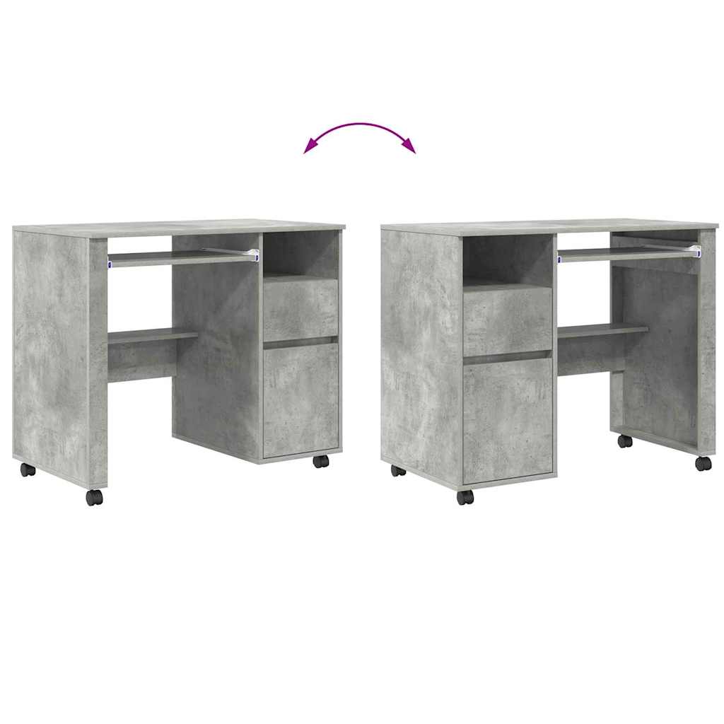 Tisch mit Rädern Beton Grau Holzwerkstoff 91 x 50 x 77 cm