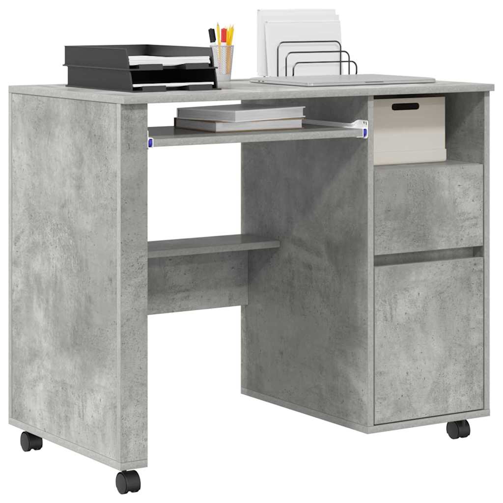 Tisch mit Rädern Beton Grau Holzwerkstoff 91 x 50 x 77 cm