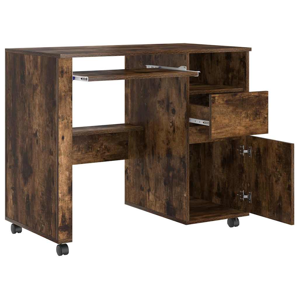 Tisch mit Rädern Geräucherte Eiche Holzwerkstoff