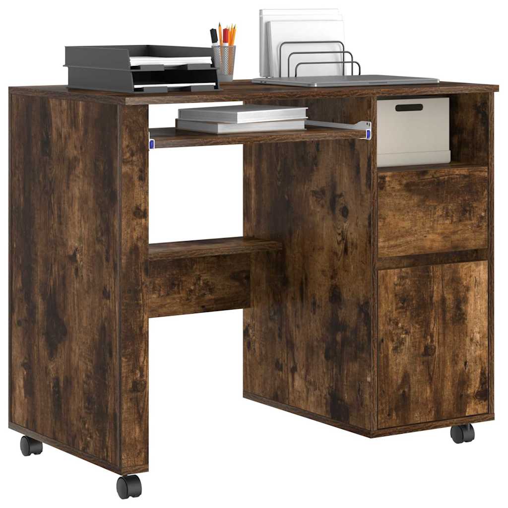 Tisch mit Rädern Geräucherte Eiche Holzwerkstoff