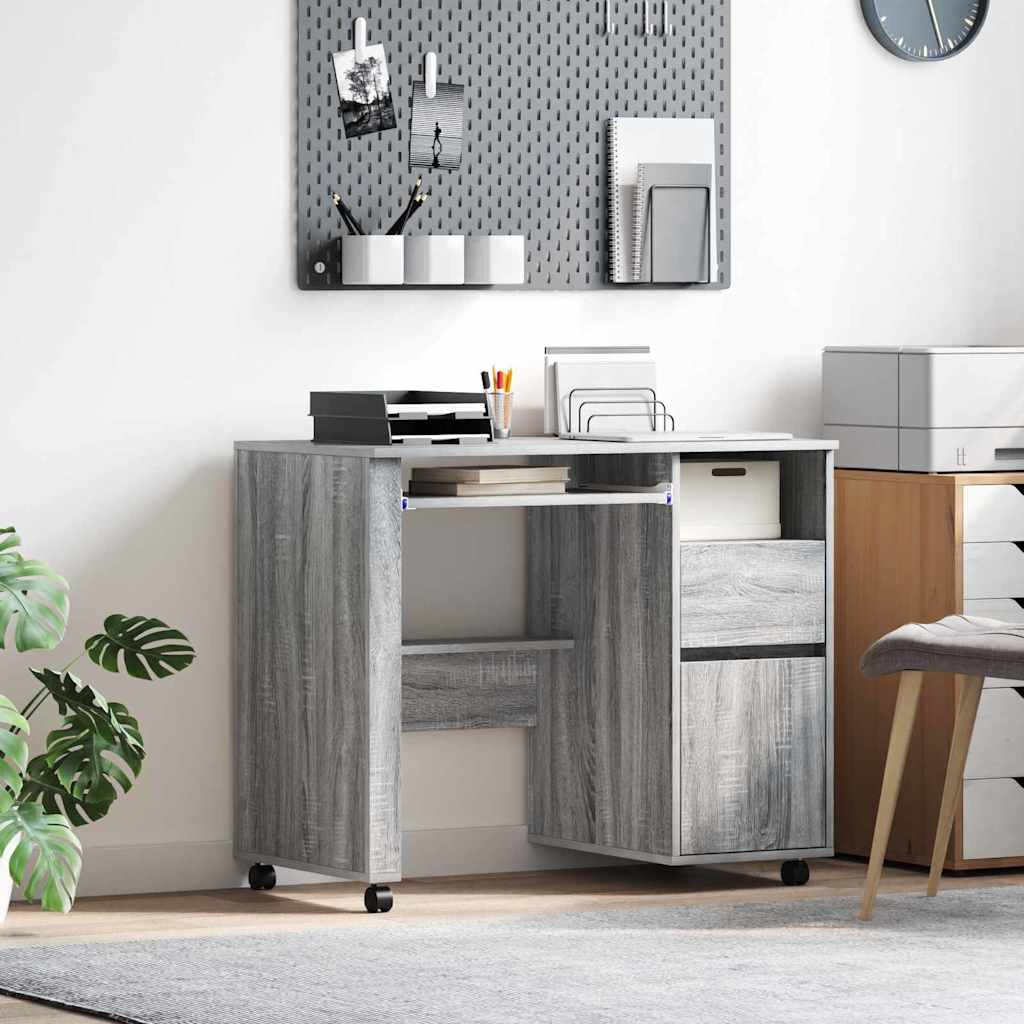 Tisch mit Rädern Graues Sonoma Holzwerkstoff 91 x 50 x 77 cm