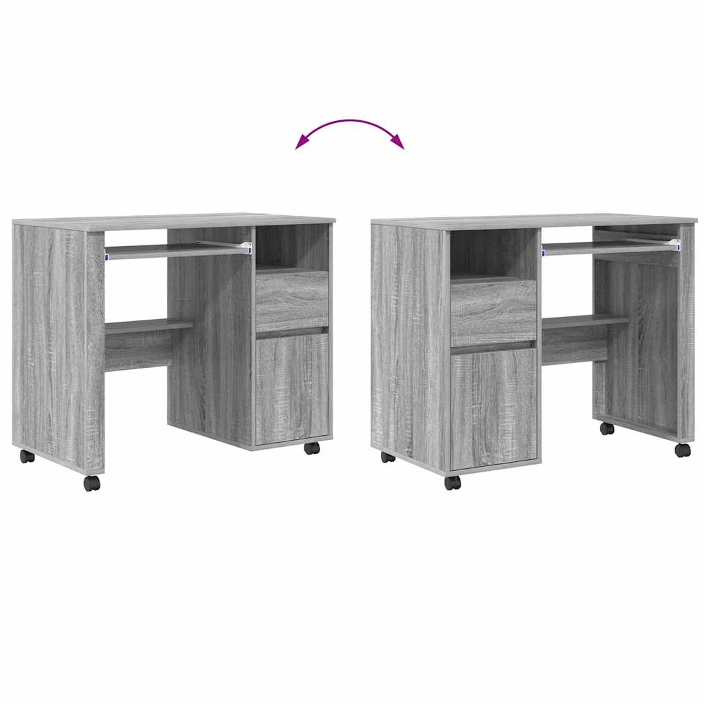 Tisch mit Rädern Graues Sonoma Holzwerkstoff 91 x 50 x 77 cm