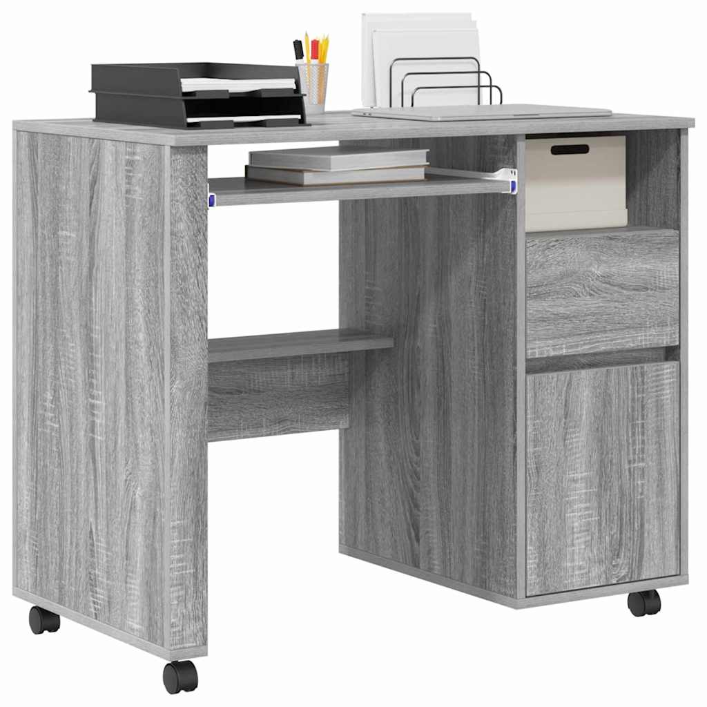 Tisch mit Rädern Graues Sonoma Holzwerkstoff 91 x 50 x 77 cm