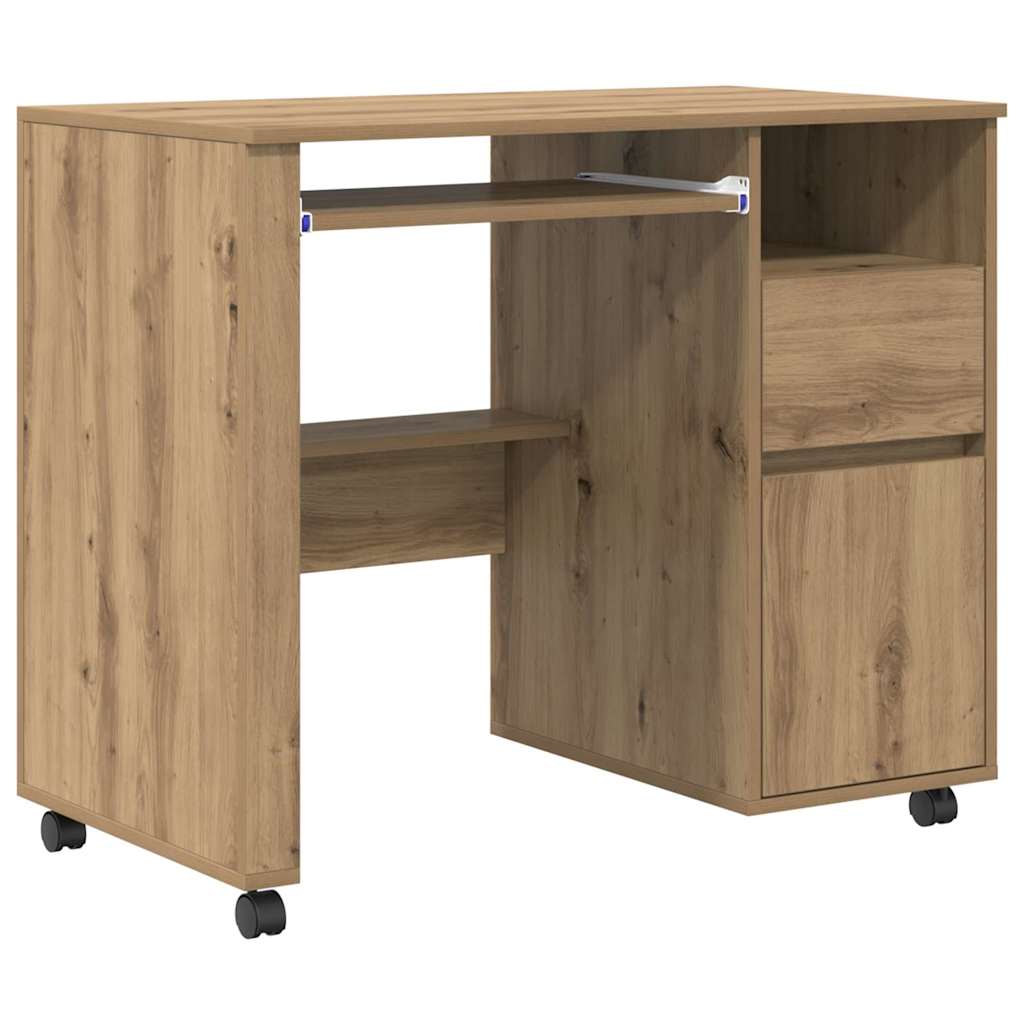 Tisch mit Rädern Artisan-Eiche Holzwerkstoff 91 x 50 x 77 cm