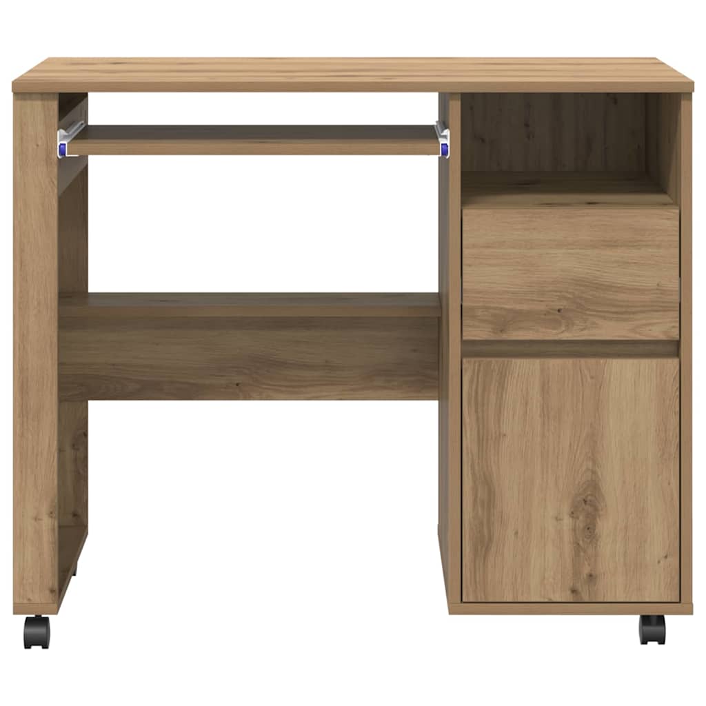 Tisch mit Rädern Artisan-Eiche Holzwerkstoff 91 x 50 x 77 cm