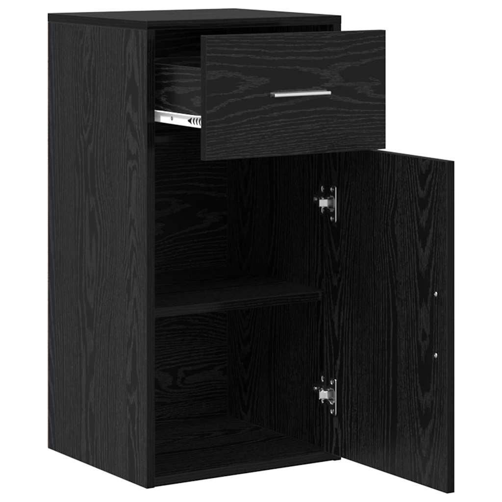 Sideboard mit Schubladen Schwarz Eichen-Optik 38 x 34 x 75 cm
