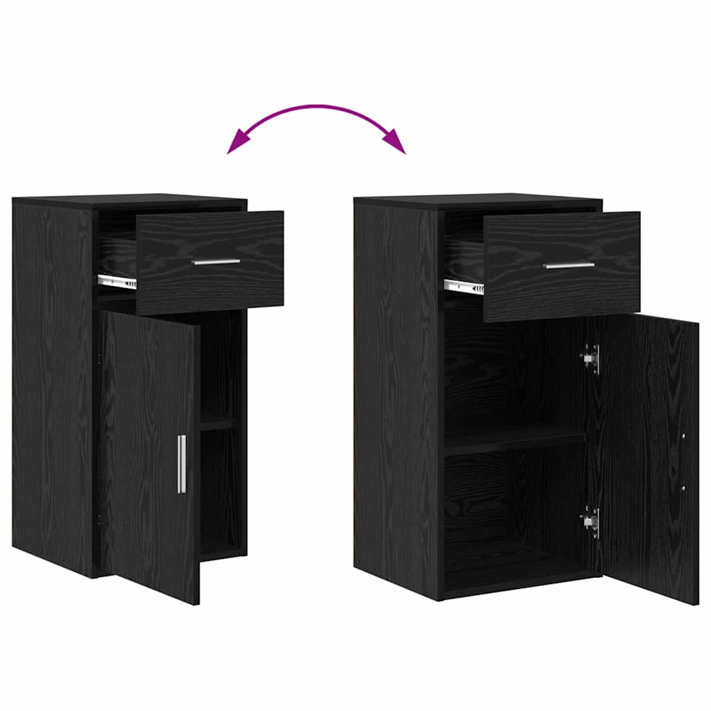 Sideboard mit Schubladen Schwarz Eichen-Optik 38 x 34 x 75 cm