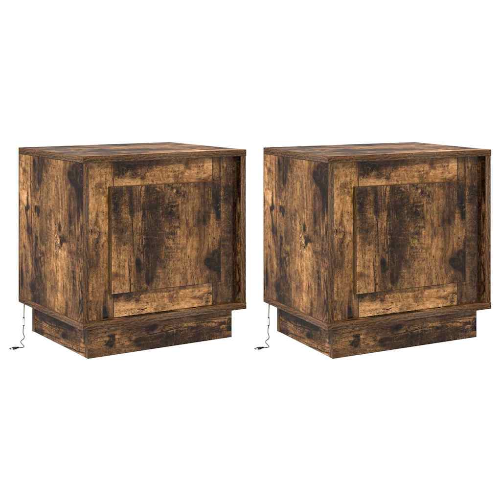 Nachttisch 2 pcs Räuchereiche 44 x 34.5 x 45 cm Holzwerkstoff