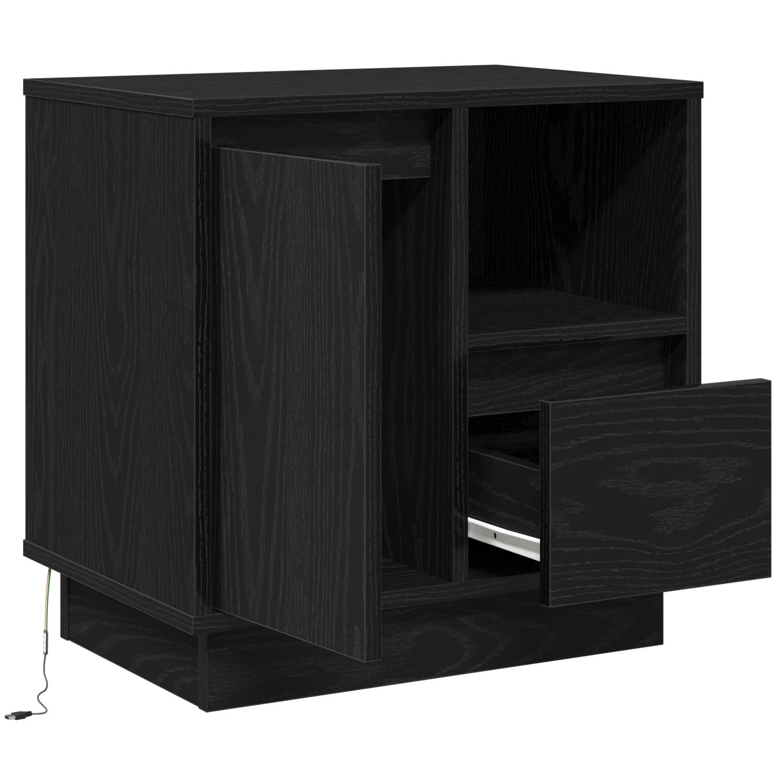 Nachttisch Schwarz Eichen-Optik 50 x 34,5 x 50 cm Holzwerkstoff