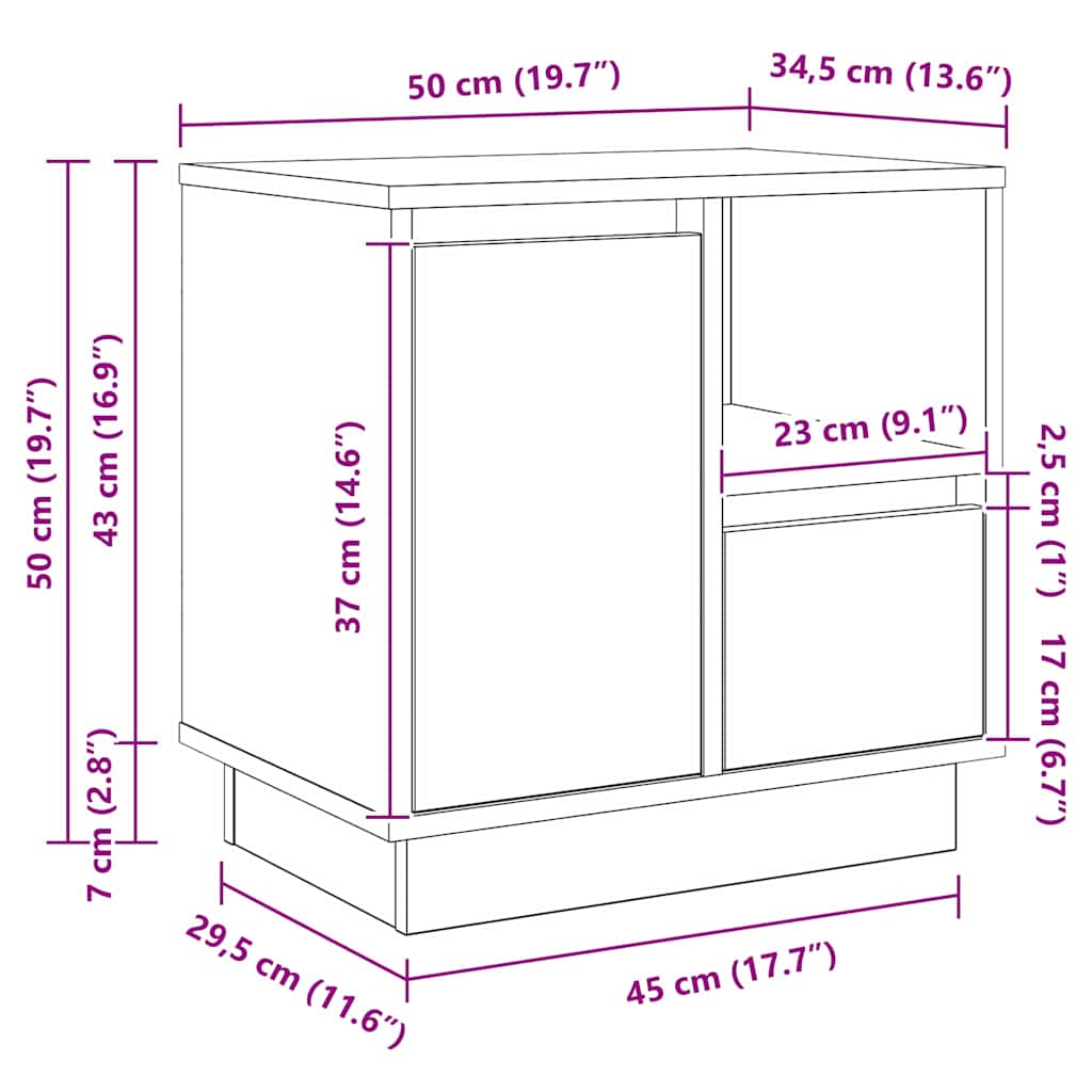 Nachttisch 2 stk. Sonoma-Eiche 50 x 34,5 x 50 cm Holzwerkstoff