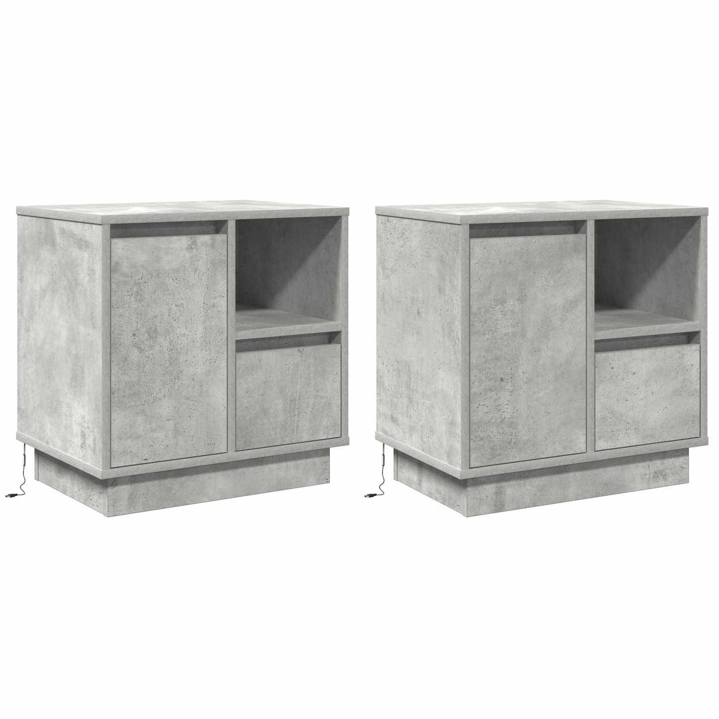 Nachttisch 2 stk. Beton Grau 50 x 34,5 x 50 cm Holzwerkstoff