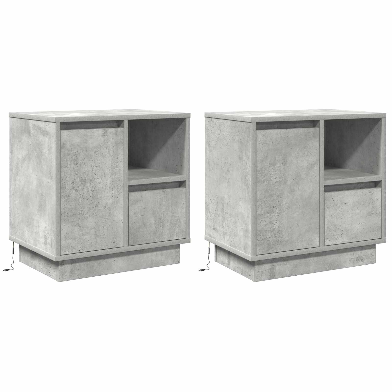 Nachttisch 2 stk. Beton Grau 50 x 34,5 x 50 cm Holzwerkstoff