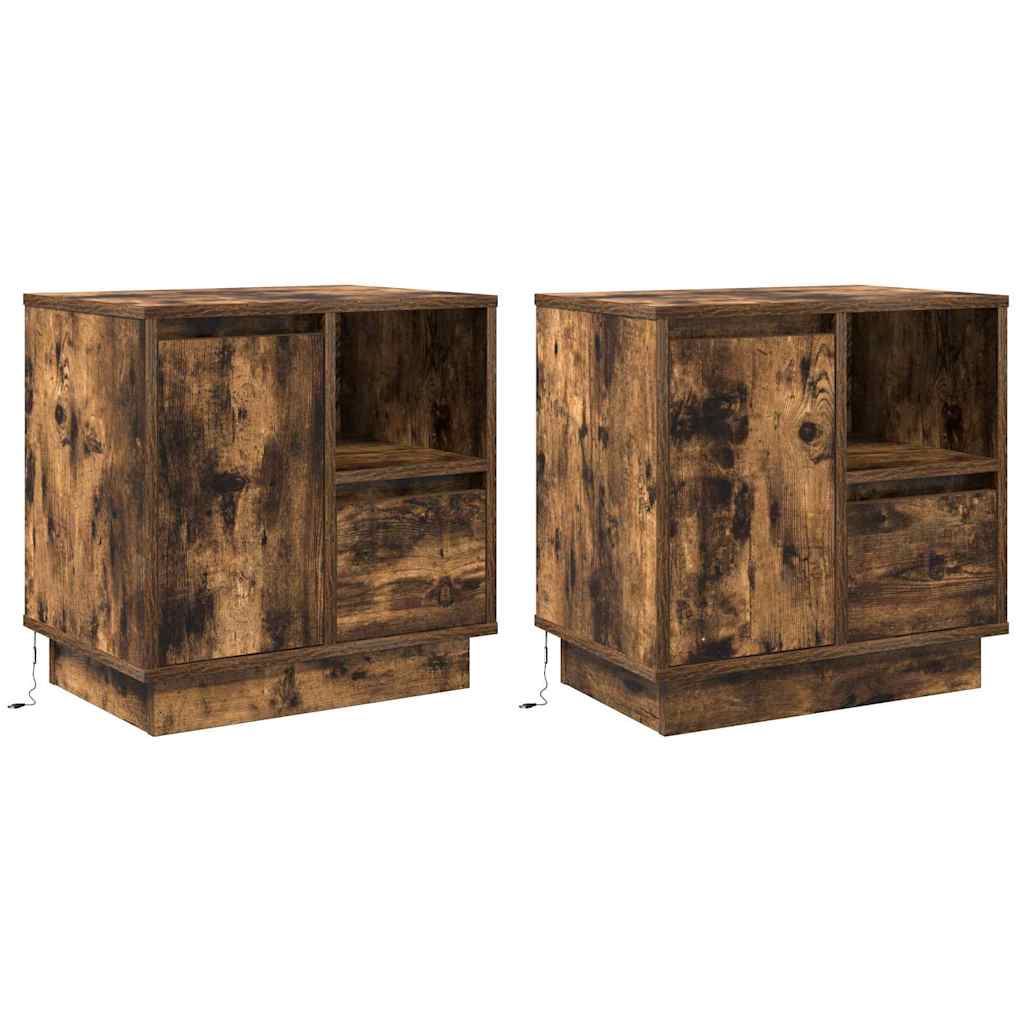 Nachttisch 2 pcs Räuchereiche 50 x 34,5 x 50 cm Holzwerkstoff
