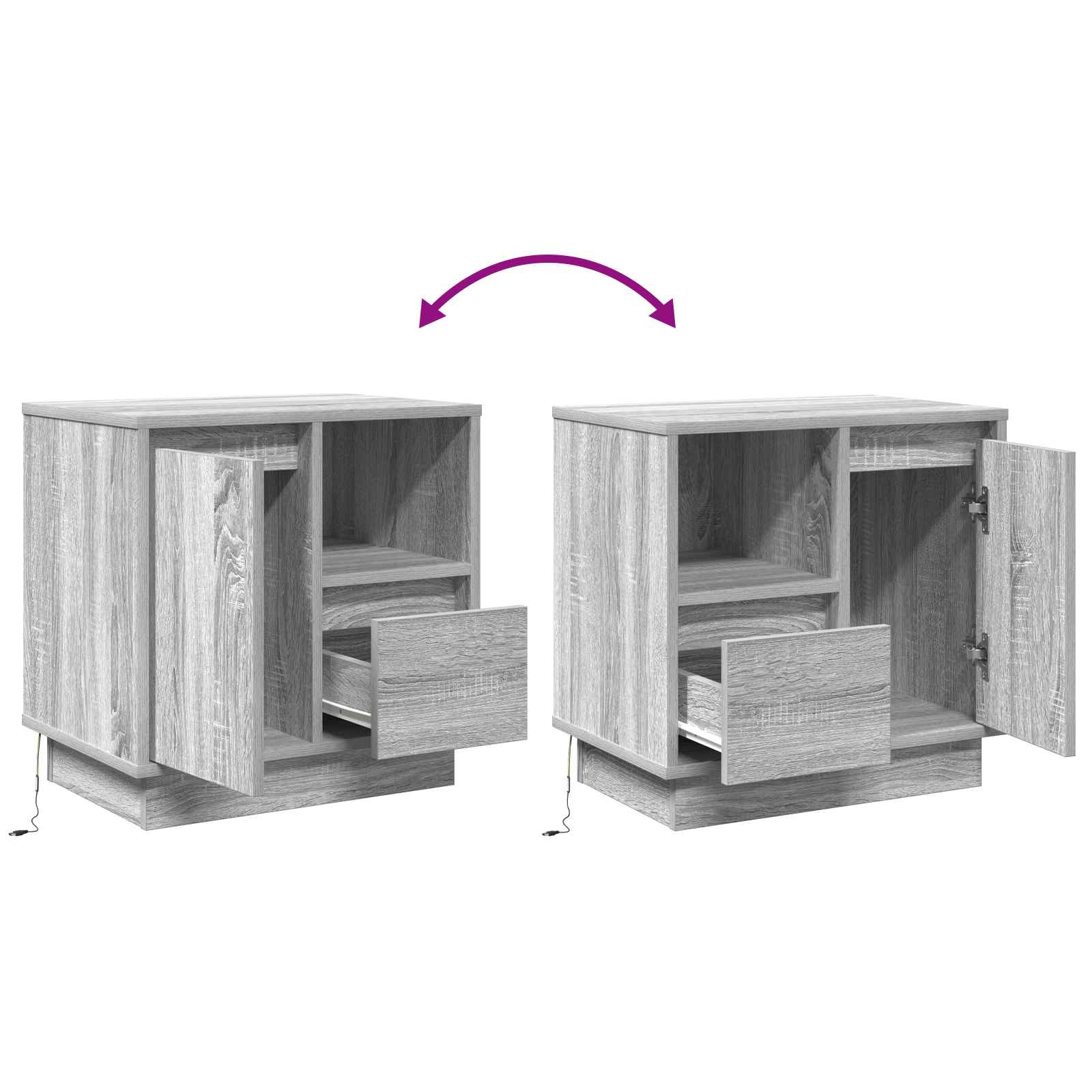Nachttisch Grau 50 x 34,5 x 50 cm Holzwerkstoff