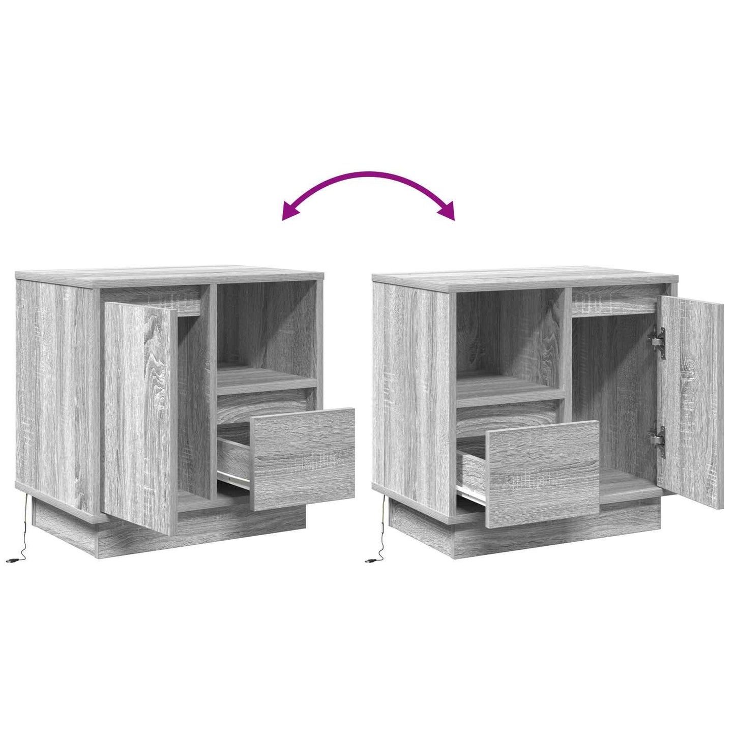 Nachttisch 2 stk. Grau 50 x 34,5 x 50 cm Holzwerkstoff