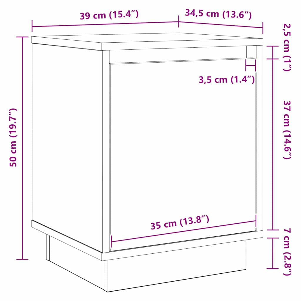 Nachttisch Grau 39 x 34,5 x 50 cm Holzwerkstoff