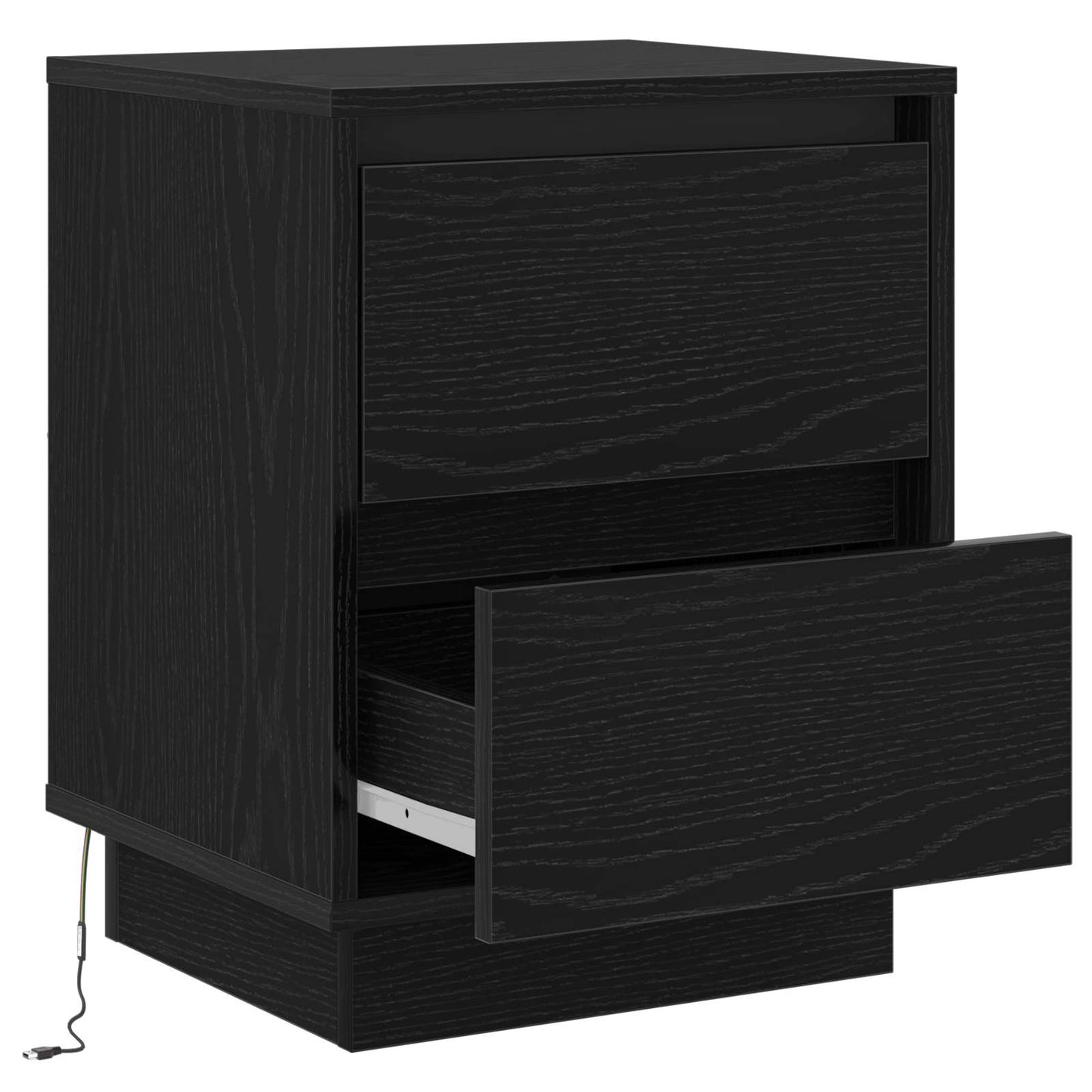 Nachttisch Schwarz Eichen-Optik 39 x 34,5 x 50 cm Holzwerkstoff