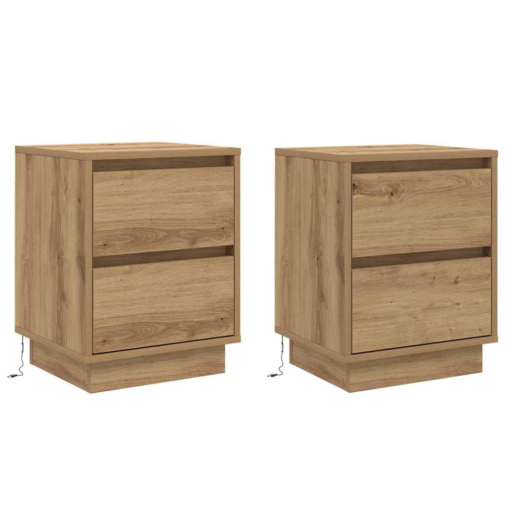 Nachttisch 2 stk. Artisan-Eiche 39 x 34,5 x 50 cm Holzwerkstoff
