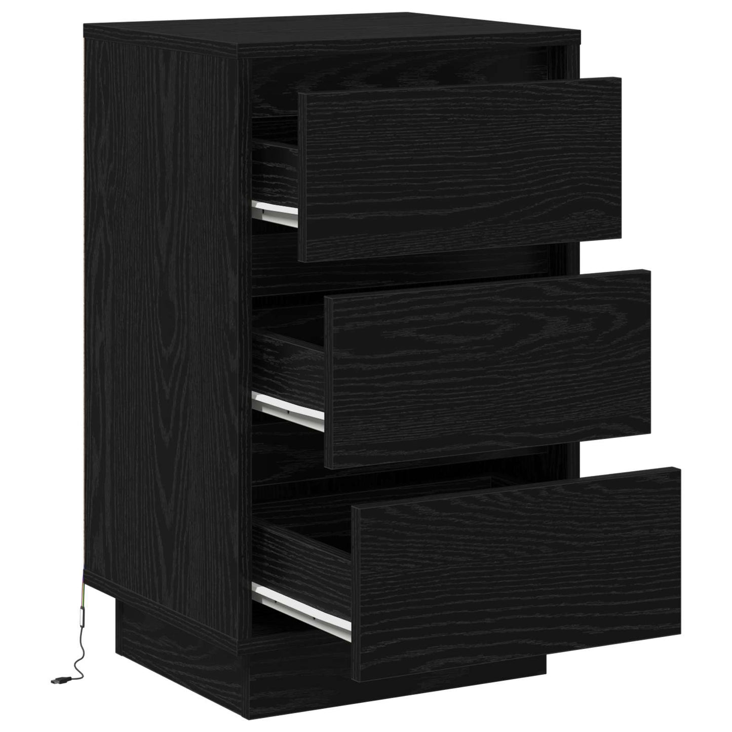 Nachttisch Schwarz Eichen-Optik 39 x 34,5 x 65 cm Holzwerkstoff