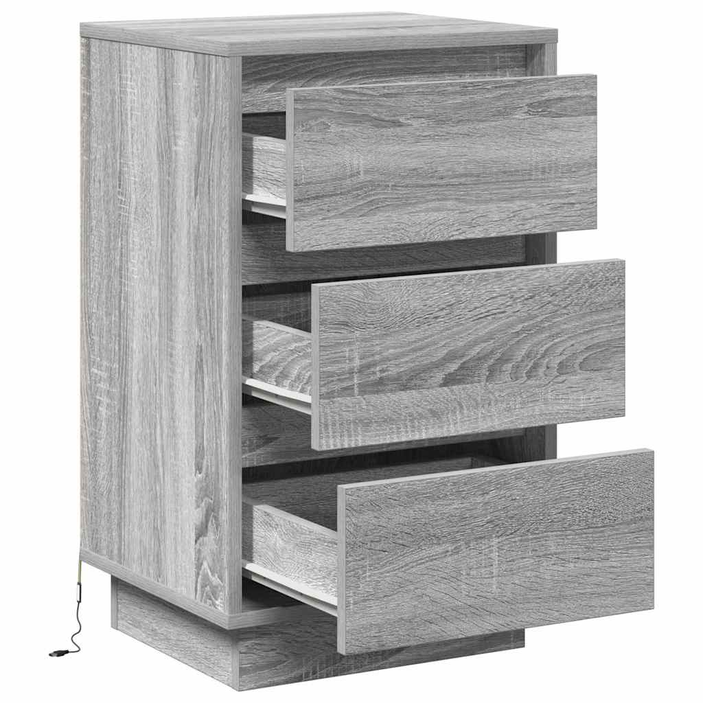 Nachttisch mit Schubladen Grau 39 x 34,5 x 65 cm Holzwerkstoff