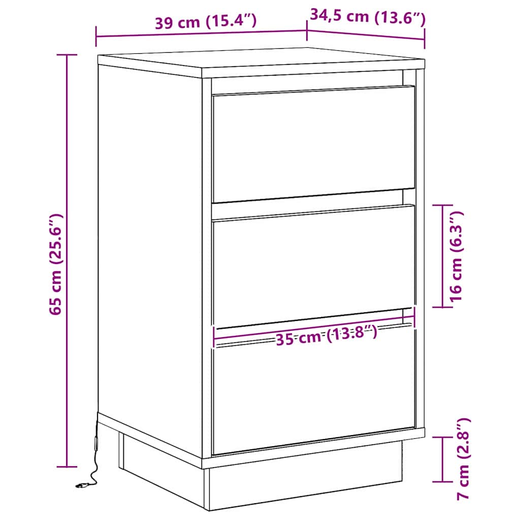 Nachttisch Artisan-Eiche 39 x 34,5 x 65 cm Holzwerkstoff