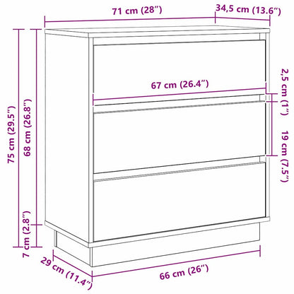 Nachttisch Artisan-Eiche 71 x 34,5 x 75 cm Holzwerkstoff