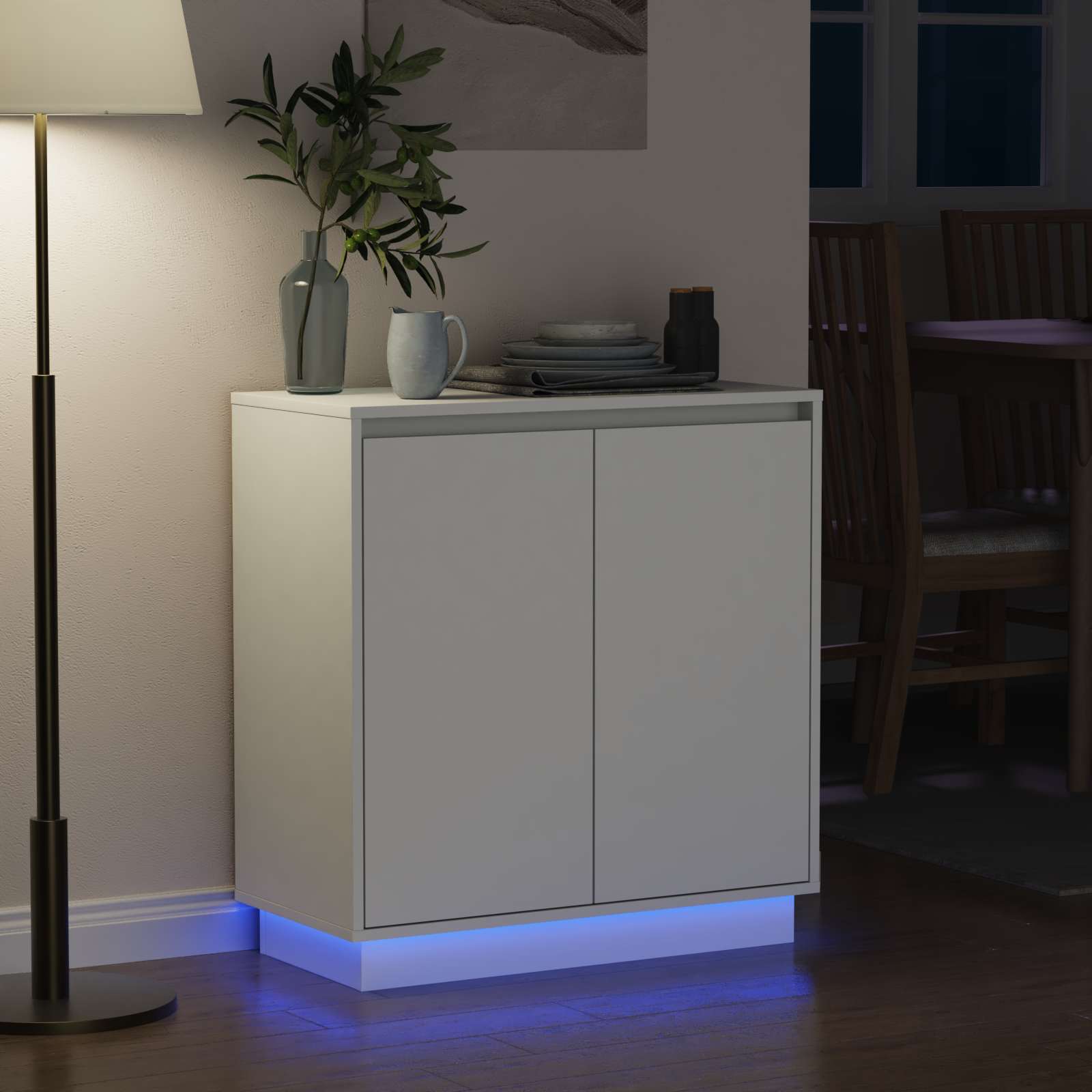 LED-Sideboard Weiß 71 x 34,5 x 75 cm Holzwerkstoff