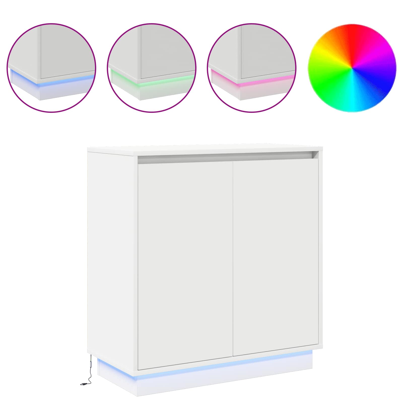 LED-Sideboard Weiß 71 x 34,5 x 75 cm Holzwerkstoff