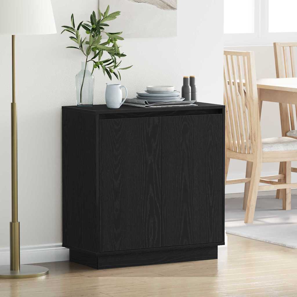 LED-Sideboard Schwarze Eiche 71 x 34,5 x 75 cm Holzwerkstoff