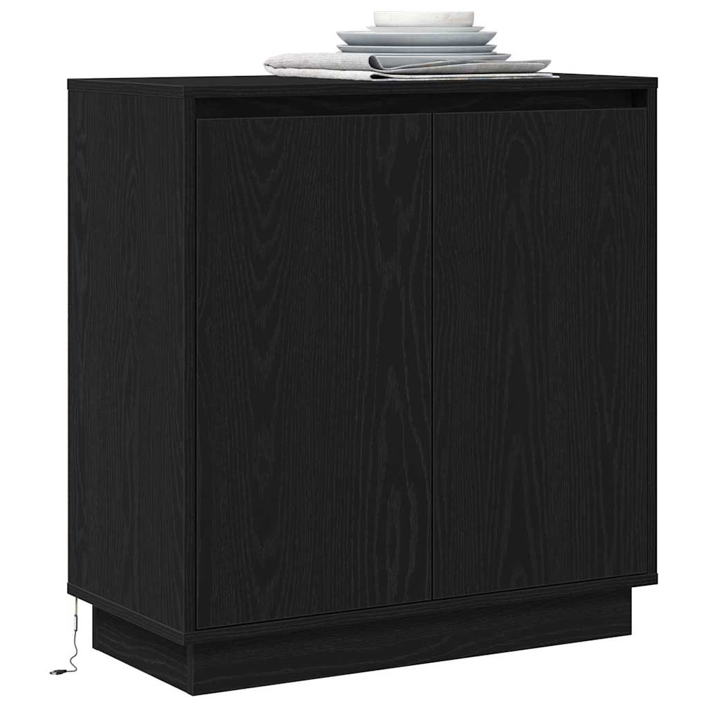 LED-Sideboard Schwarze Eiche 71 x 34,5 x 75 cm Holzwerkstoff