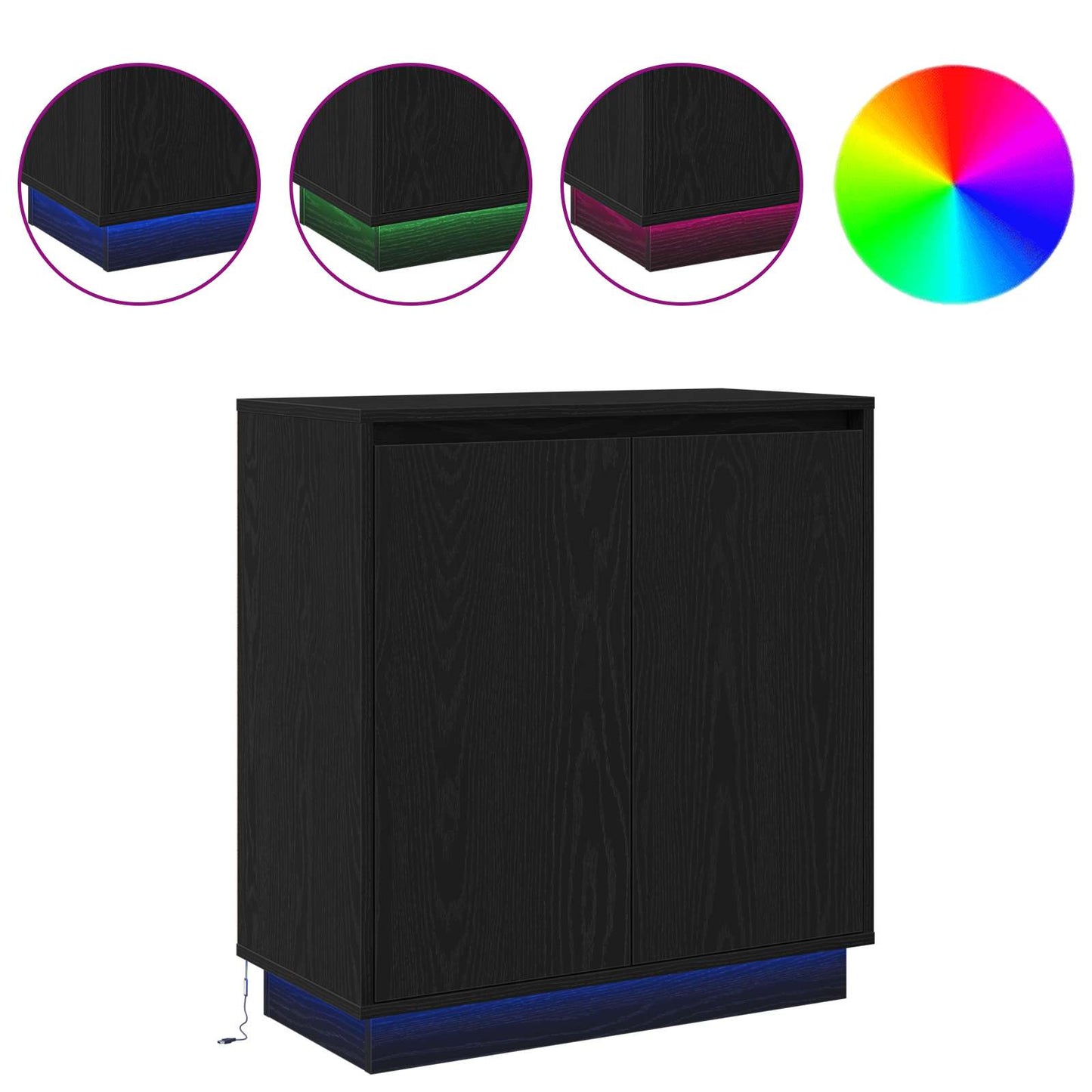 LED-Sideboard Schwarze Eiche 71 x 34,5 x 75 cm Holzwerkstoff