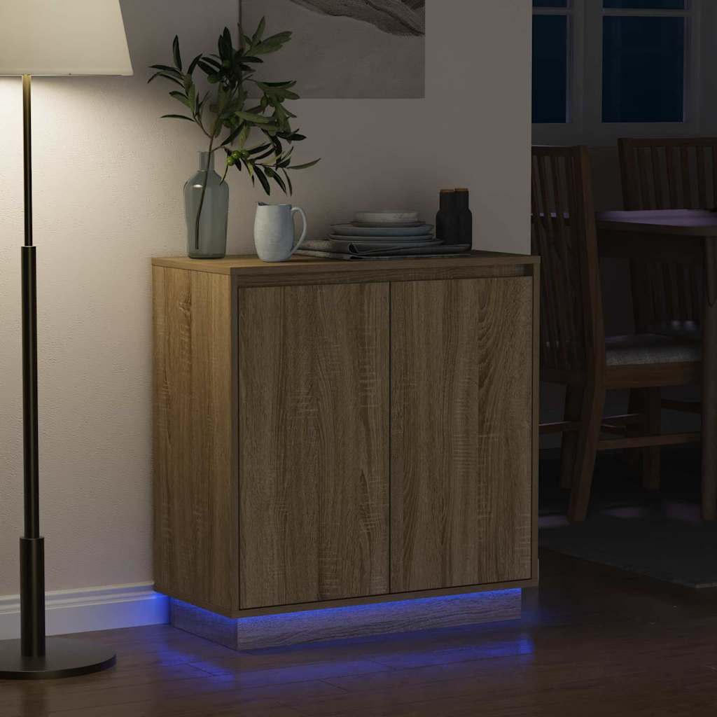 LED-Sideboard Sonoma-Eiche 71 x 34,5 x 75 cm Holzwerkstoff