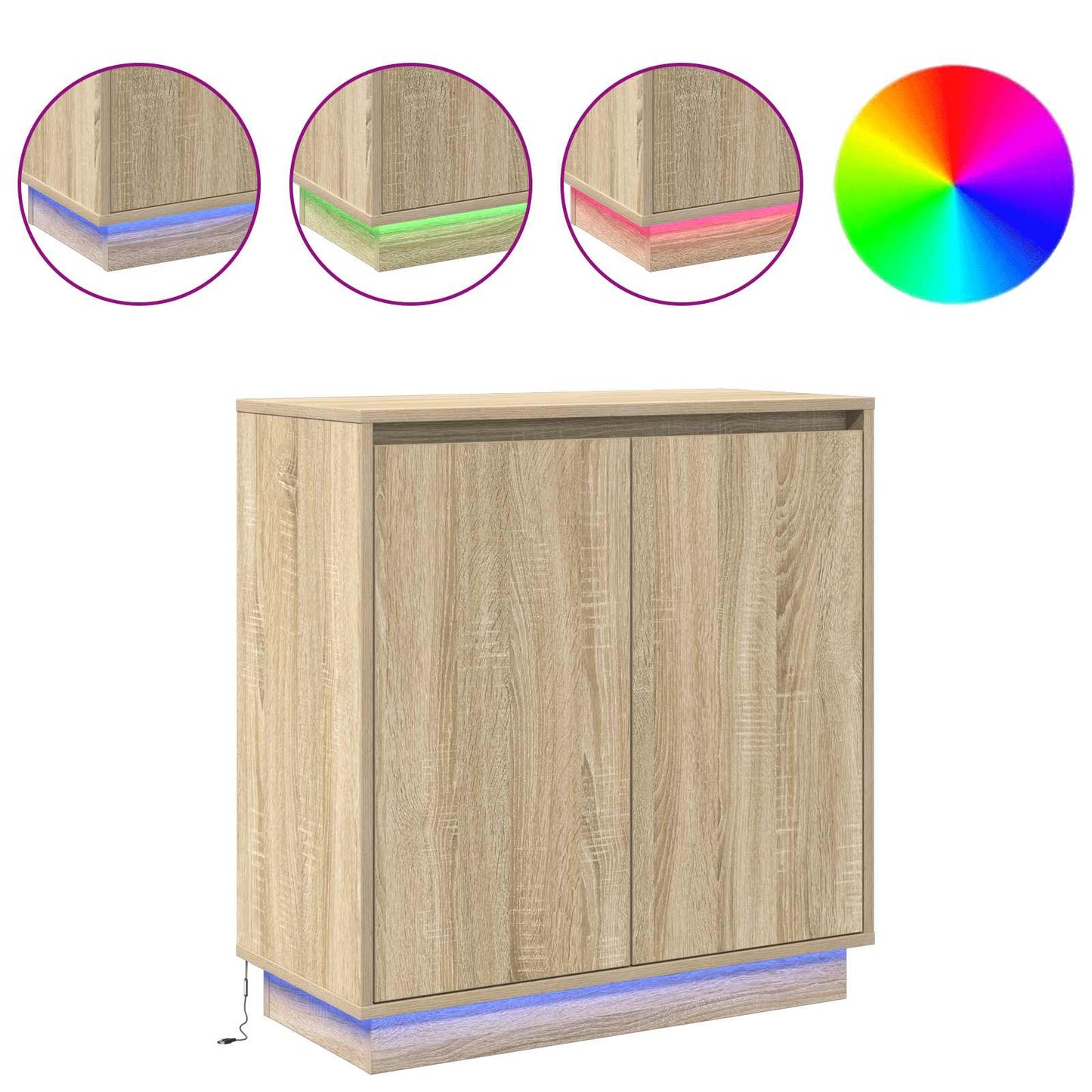 LED-Sideboard Sonoma-Eiche 71 x 34,5 x 75 cm Holzwerkstoff