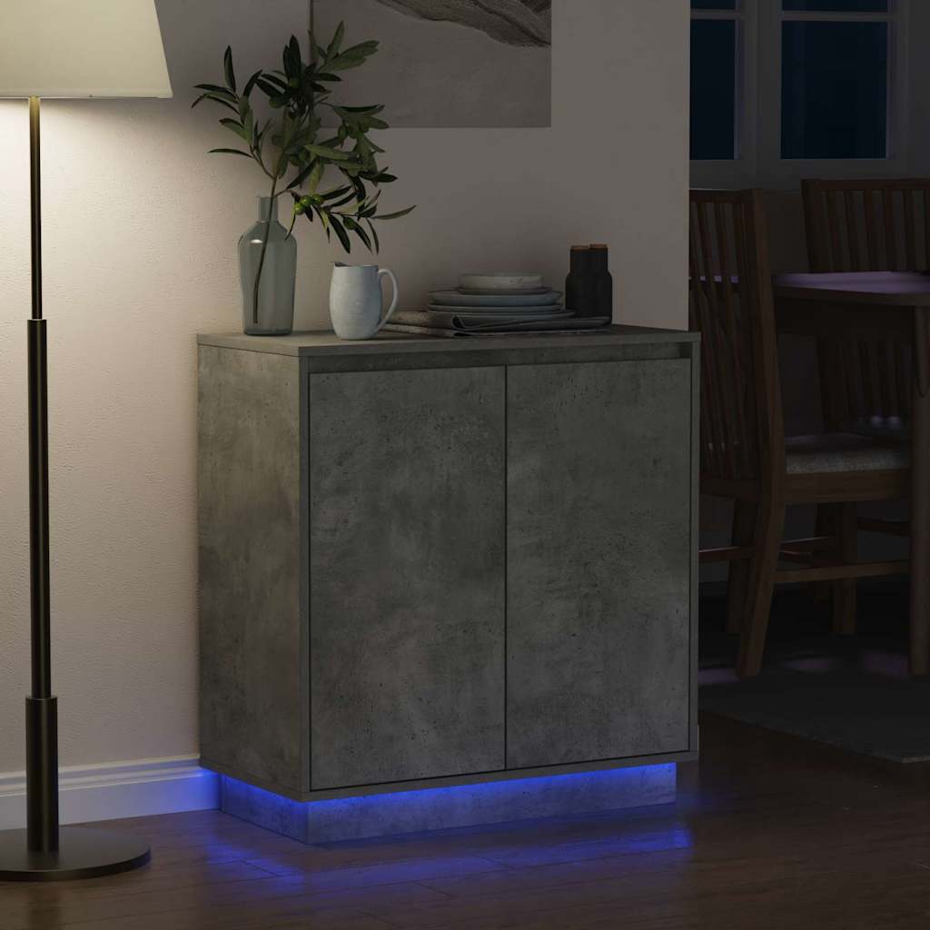 LED-Sideboard Betongrau 71 x 34,5 x 75 cm Holzwerkstoff