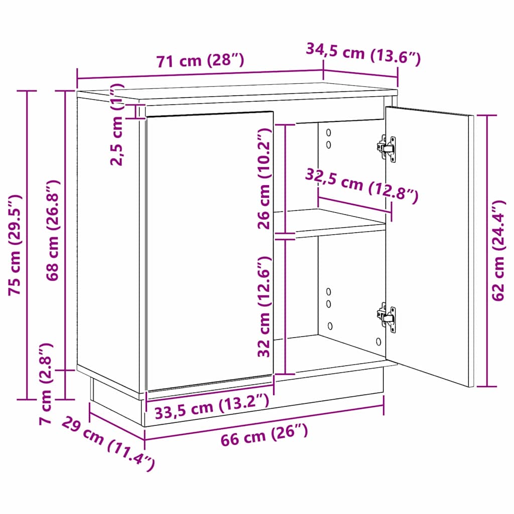 LED-Sideboard Betongrau 71 x 34,5 x 75 cm Holzwerkstoff
