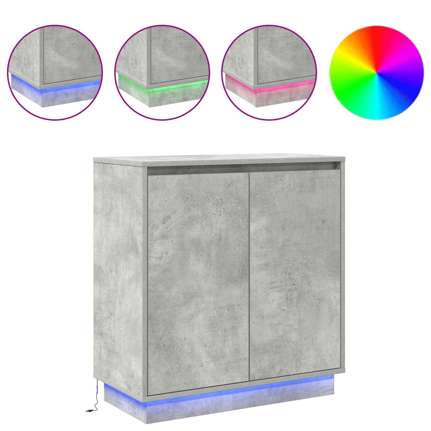 LED-Sideboard Betongrau 71 x 34,5 x 75 cm Holzwerkstoff
