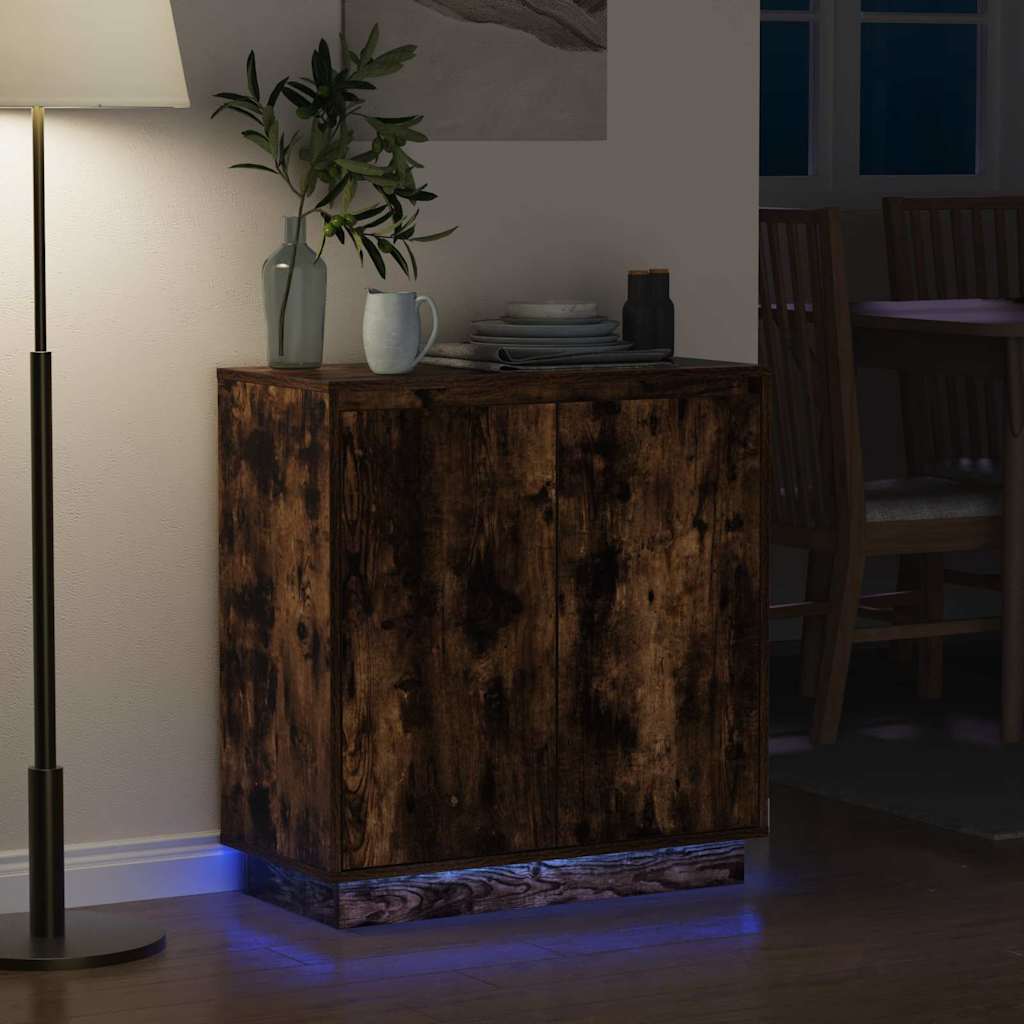 LED-Sideboard Geräucherte Eiche 71 x 34,5 x 75 cm Holzwerkstoff