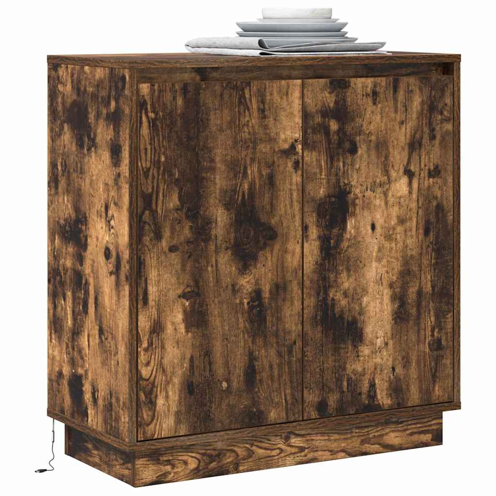 LED-Sideboard Geräucherte Eiche 71 x 34,5 x 75 cm Holzwerkstoff