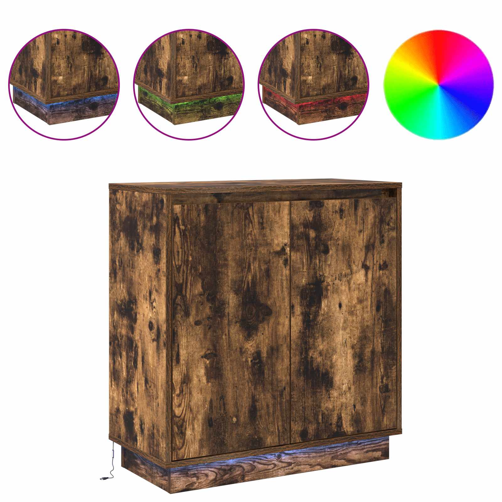 LED-Sideboard Geräucherte Eiche 71 x 34,5 x 75 cm Holzwerkstoff