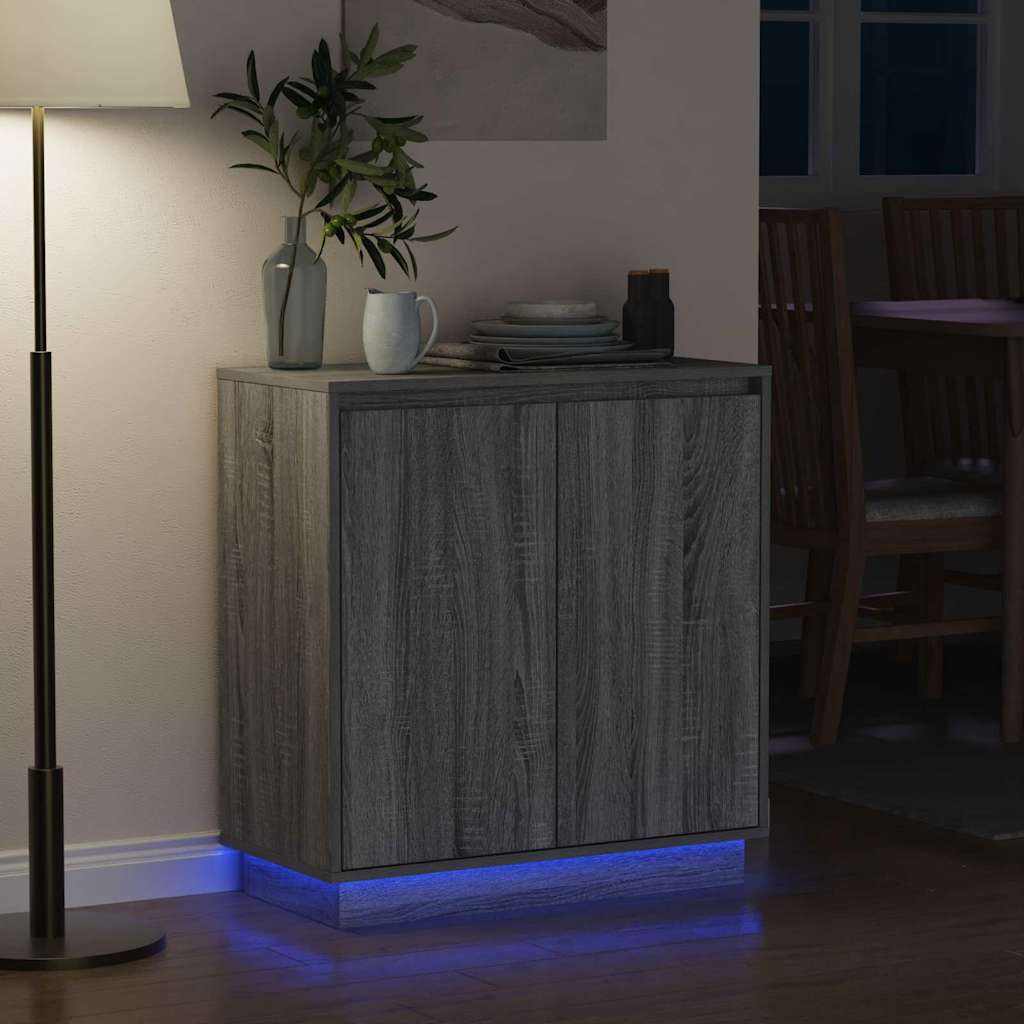 LED-Sideboard Graues Sonoma 71 x 34,5 x 75 cm Holzwerkstoff
