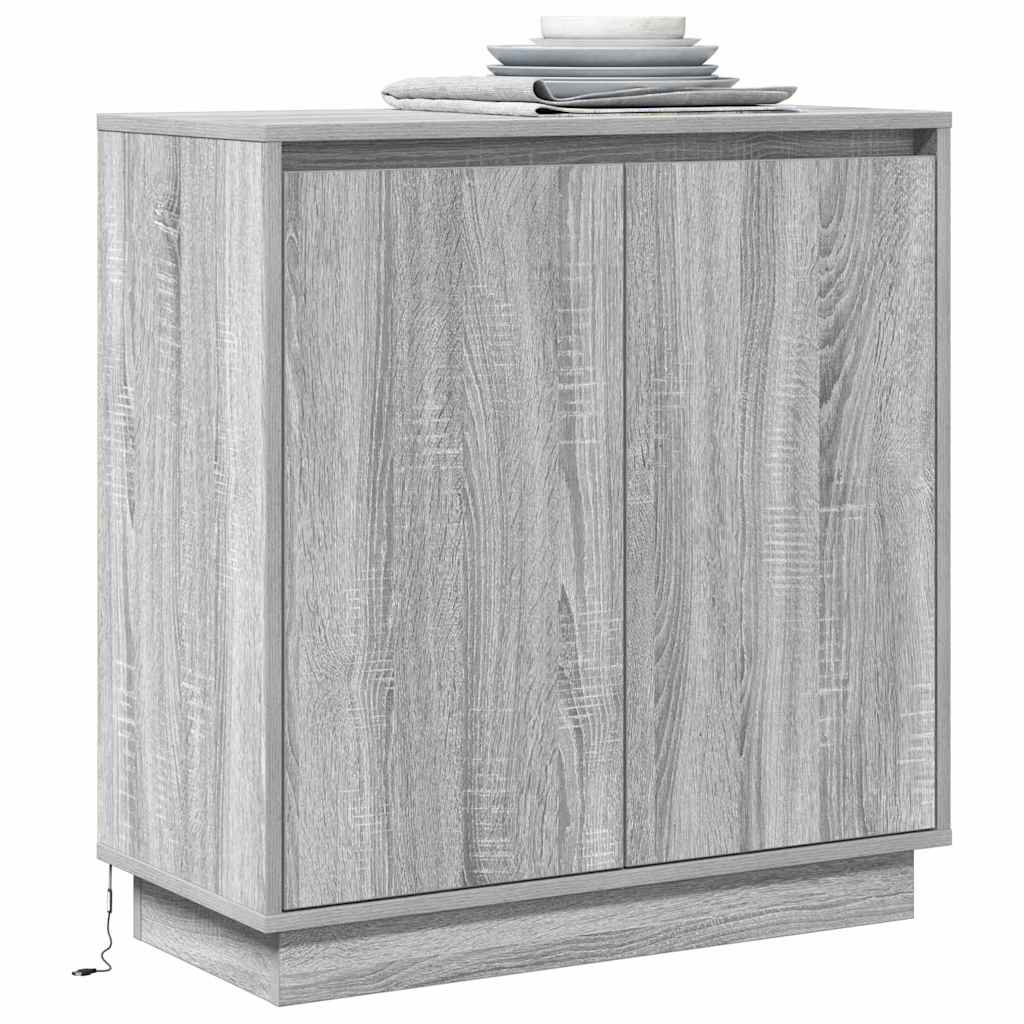 LED-Sideboard Graues Sonoma 71 x 34,5 x 75 cm Holzwerkstoff