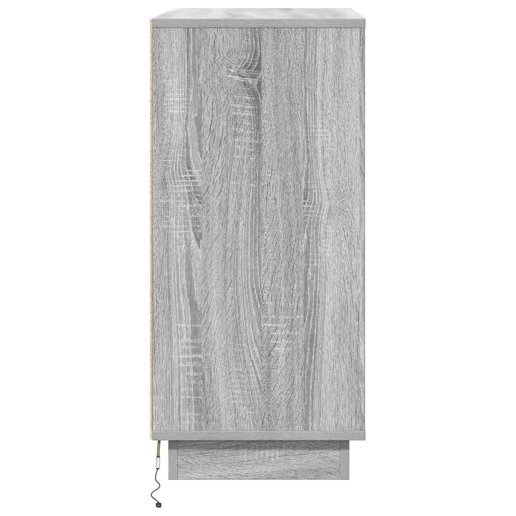 LED-Sideboard Graues Sonoma 71 x 34,5 x 75 cm Holzwerkstoff