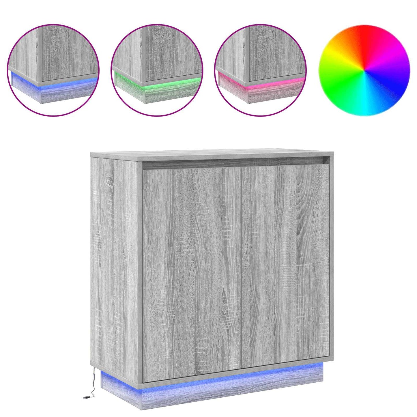 LED-Sideboard Graues Sonoma 71 x 34,5 x 75 cm Holzwerkstoff