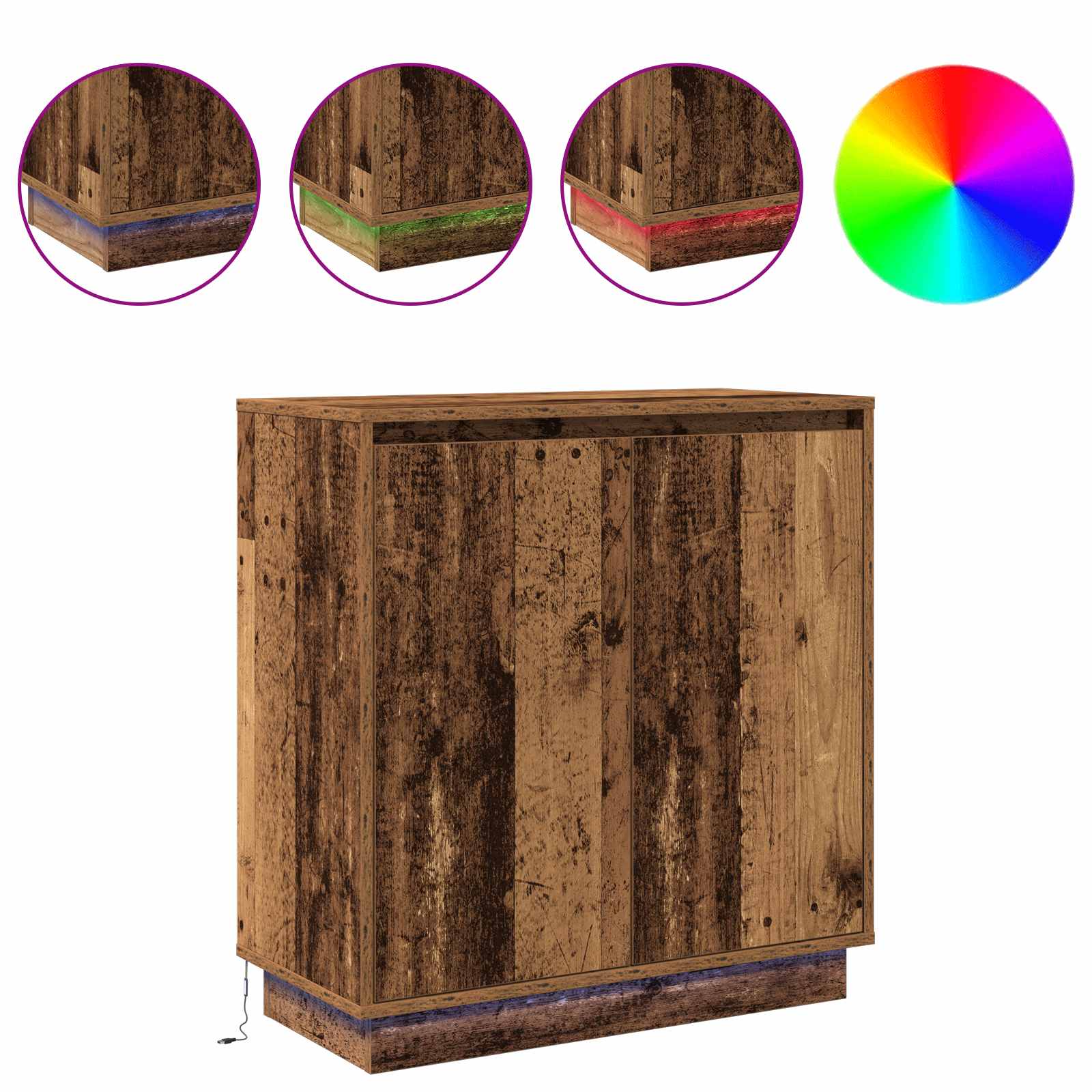 LED-Sideboard Altholz 71 x 34,5 x 75 cm Holzwerkstoff